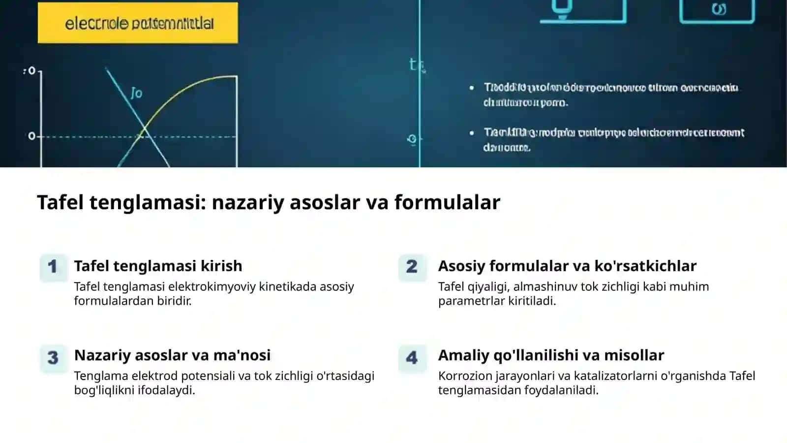 Elektrod kinetikasi: Tafel tenglamasi va chegaralangan tok 2