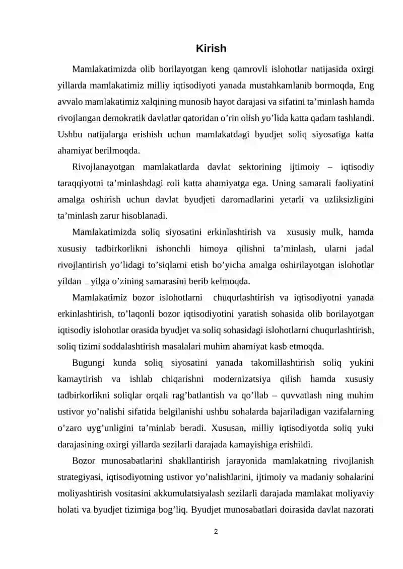 1.	Hozirgi sharoitda O’zbekiston Respublikasida byudjet – soliq siyosating ustuvor yo’nalishlari 2