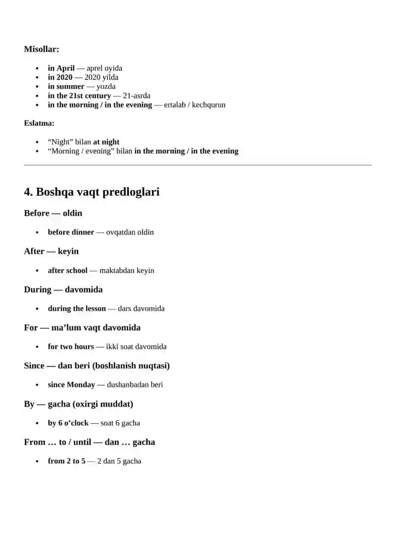 PREPOSITIONS OF TIME 2