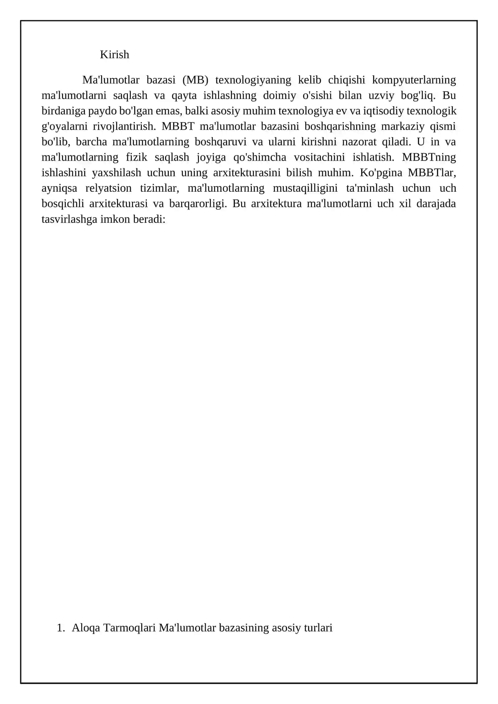 Aloqa tarmoqlarida ma’lumotlar bazalaridan foydalanish 2