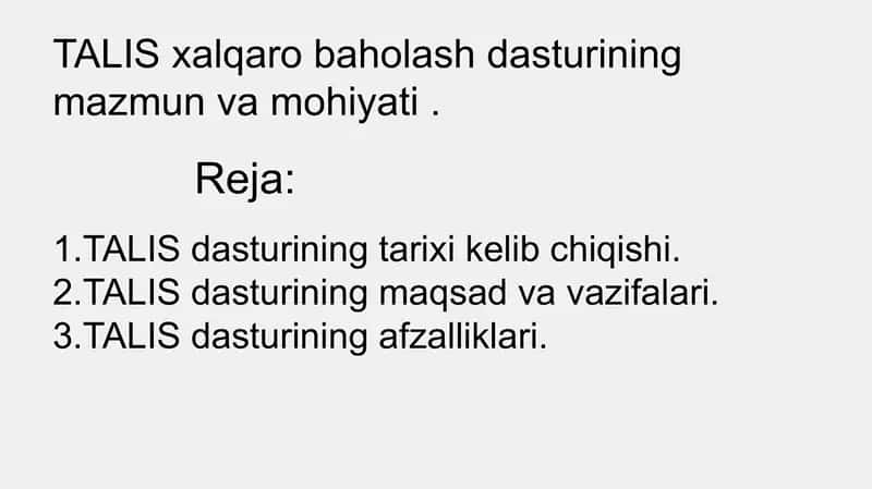 TALIS xalqarobaholash dasturi 2