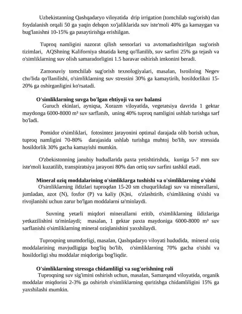 Sugʻoriladigan dehqonchilikning fiziologik asoslari 2