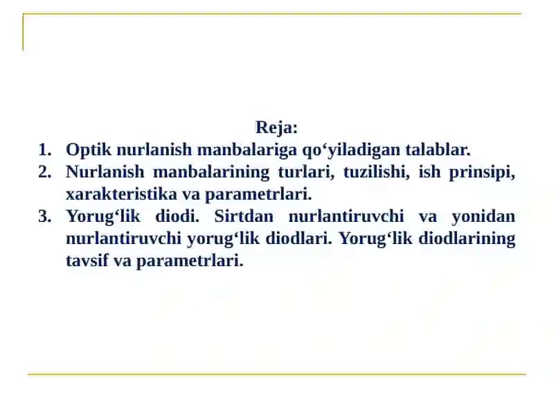Optik signalni uzatuvchi nurlanish manbalari 2
