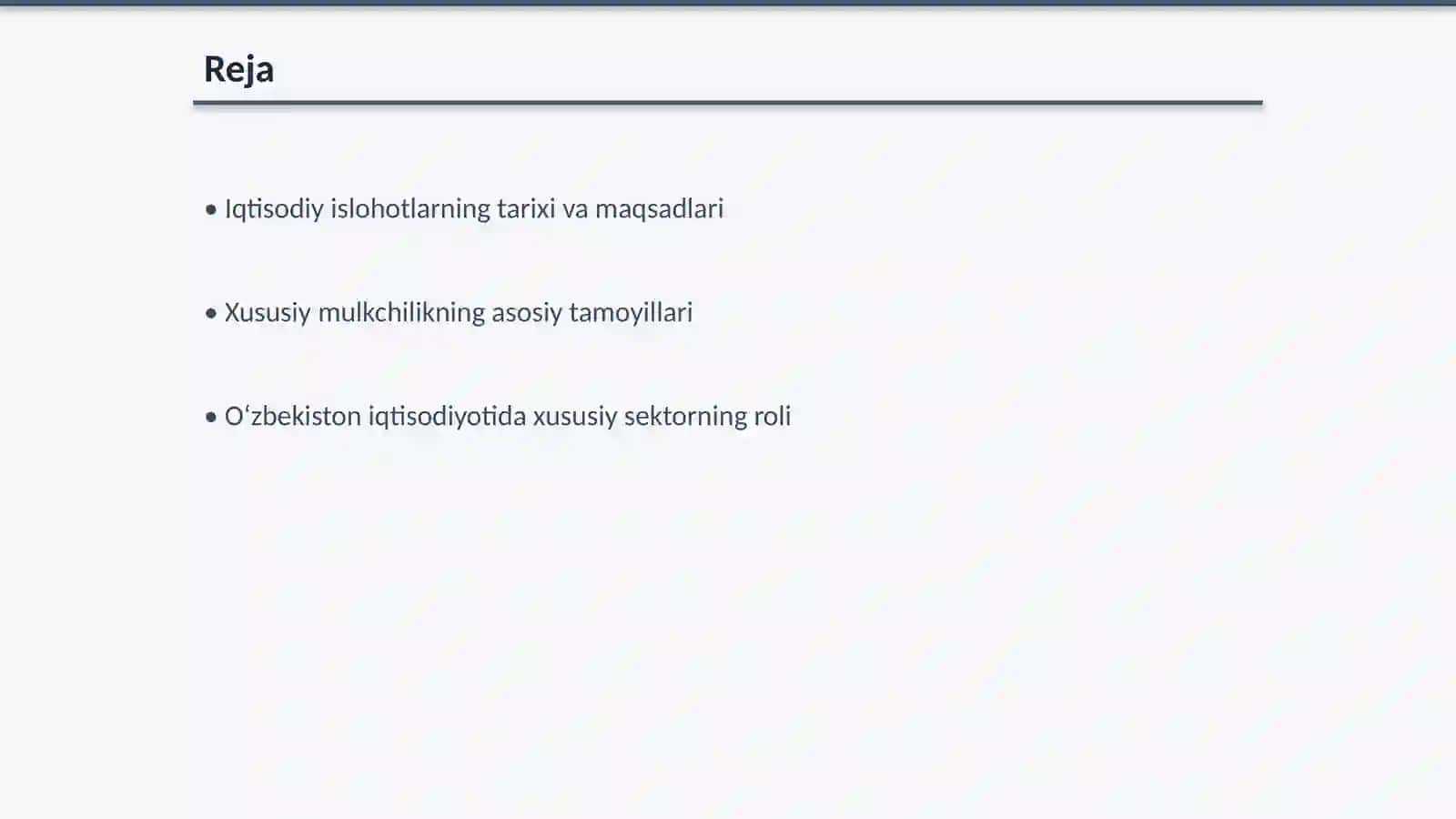Iqtisodiy islohotlar. Xususiy mulkchilikning shakllanishi 2