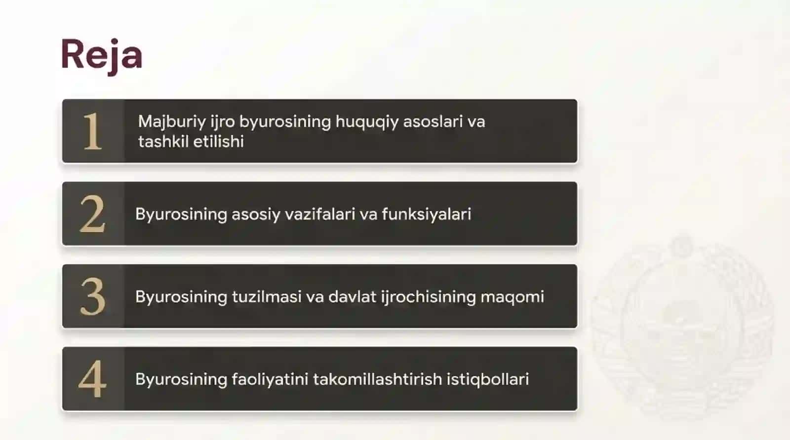 Oʻzbekiston respublikasi prokuratura huzuridagi Majburiy Ijro buyrosi 2
