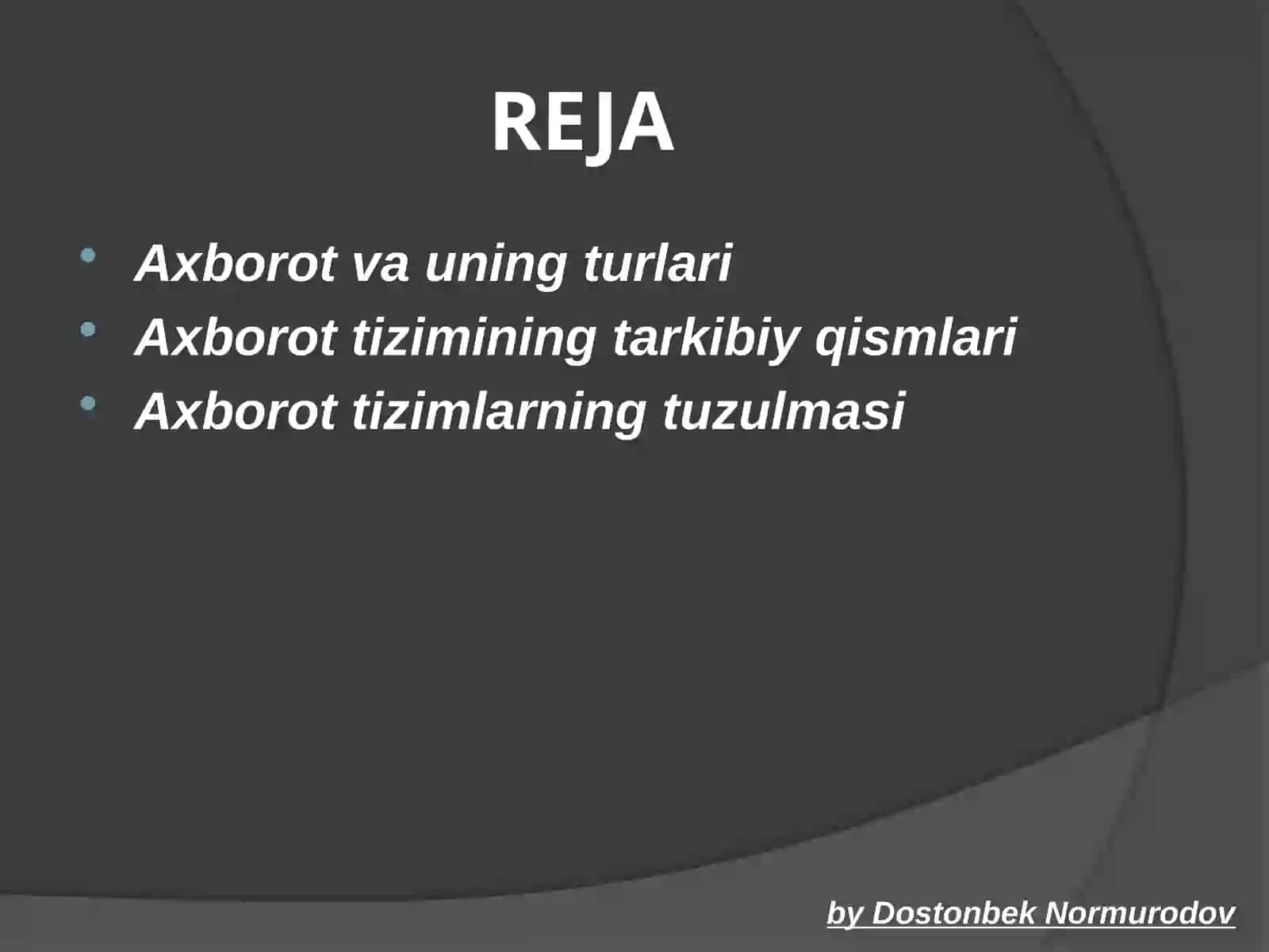 Avtomatlashtirilgan axborot tizimlari 2