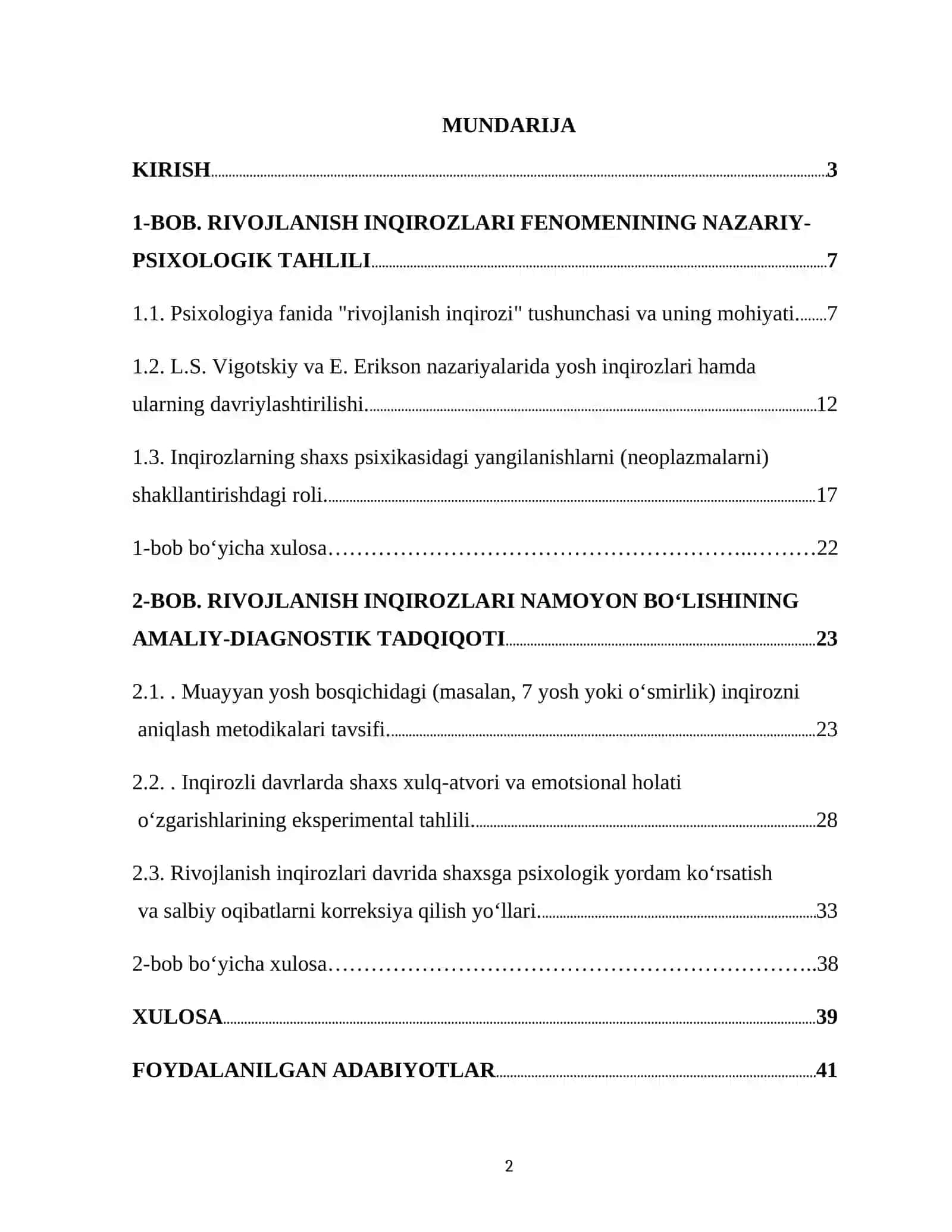 Rivojlanish inqirozlari fenomeni 2