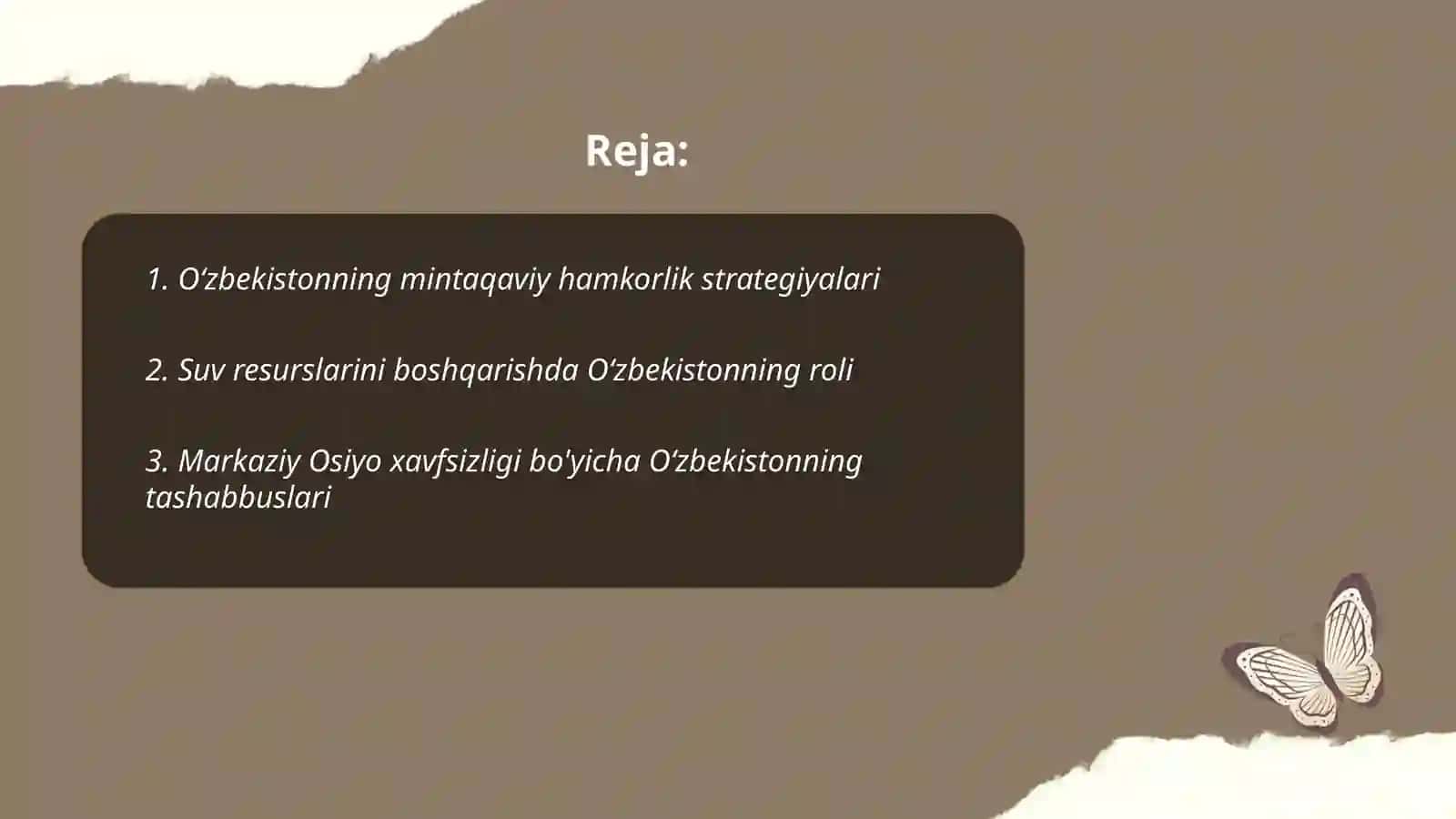 Oʻzbekistonning markaziy Osiyoda tinchlik va barqarorlikni taminlashdagi o'rni 2