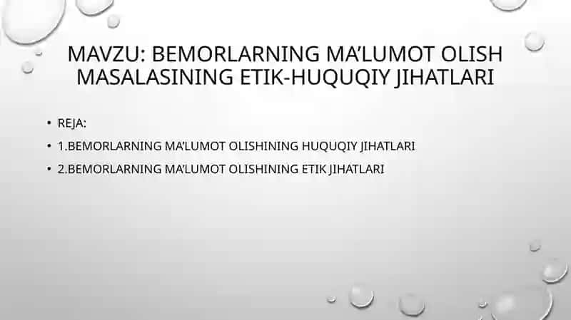 Bemorlarning ma’lumot olish masalasining etik-huquqiy jihatlari 2