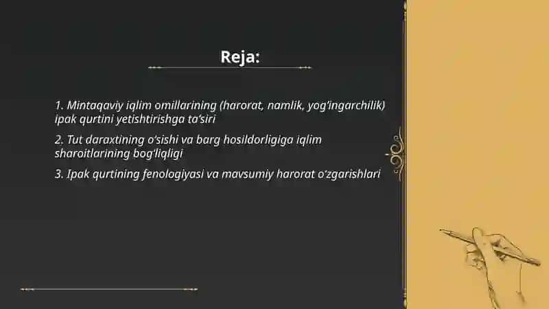 Tut ipak qurtini yetishtirish mintaqa iqlimiga bogʻliqligi va uning taʼsiri 2