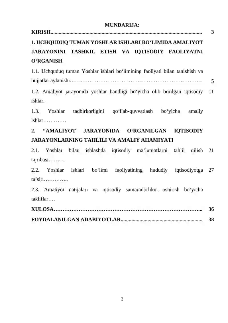 Uchquduq Tuman Yoshlar ishlari Amaliyoti Xisoboti 2