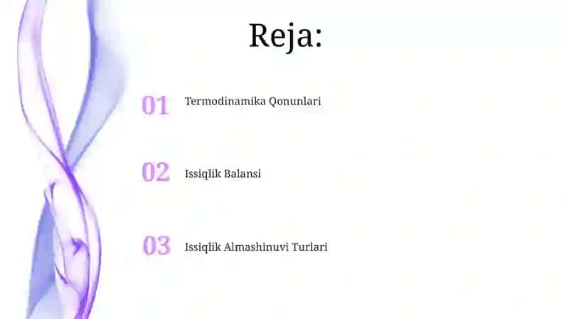 Termodinamika qonunlari.Issiqlik balansi issiqlik almashinuv turlari 2