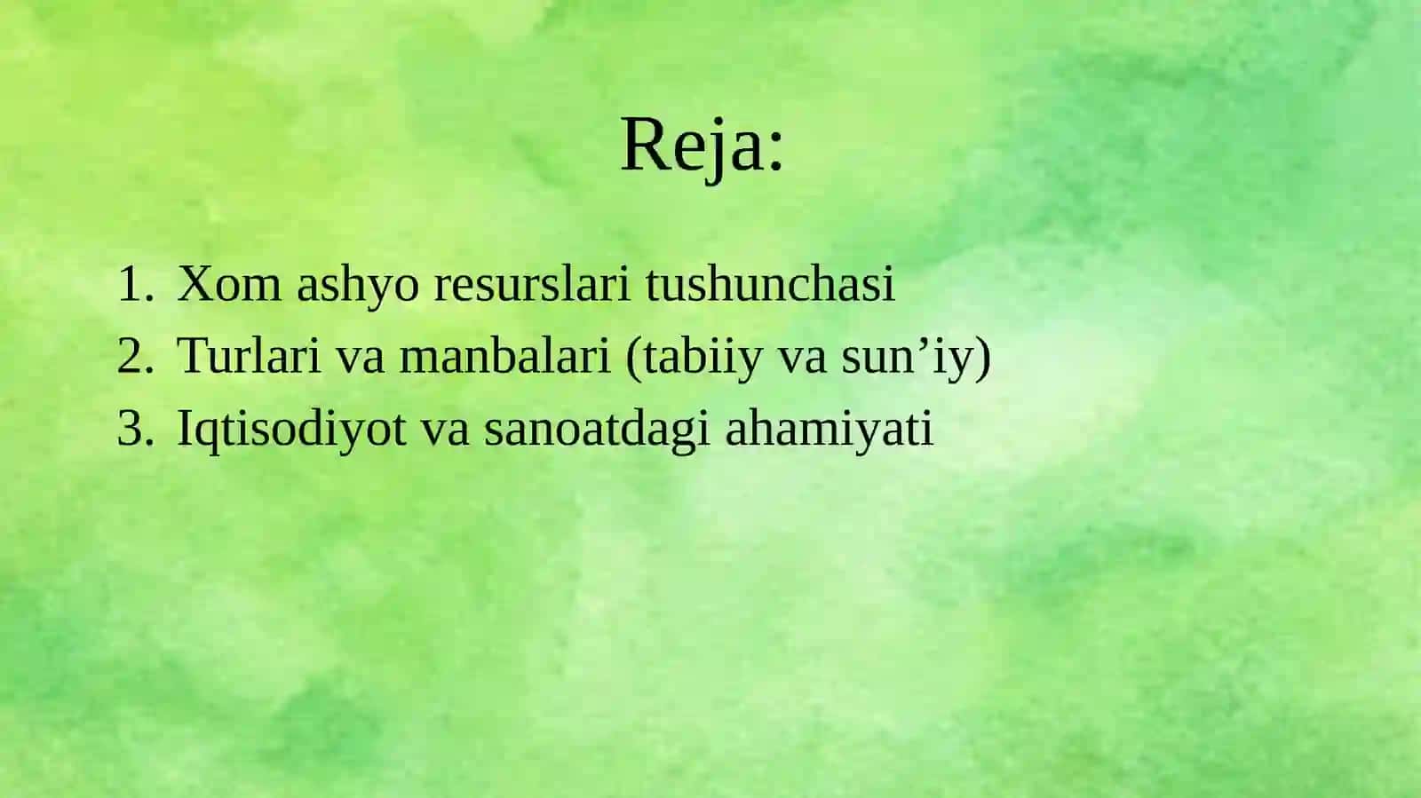 Xom ashyo resurlarini aniqlash 2