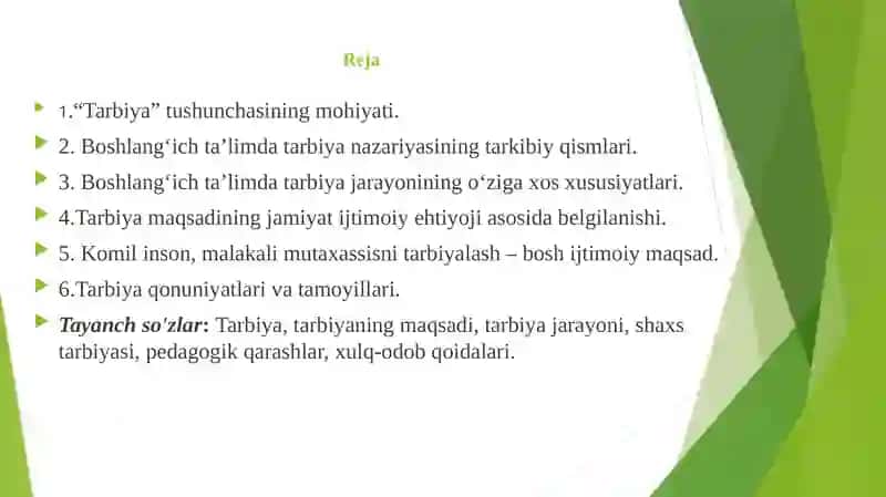 II – MODUL. BOSHLANG‘ICH TA’LIMDA TARBIYA JARAYONINING MAZMUNI VA MOHIYATI 2