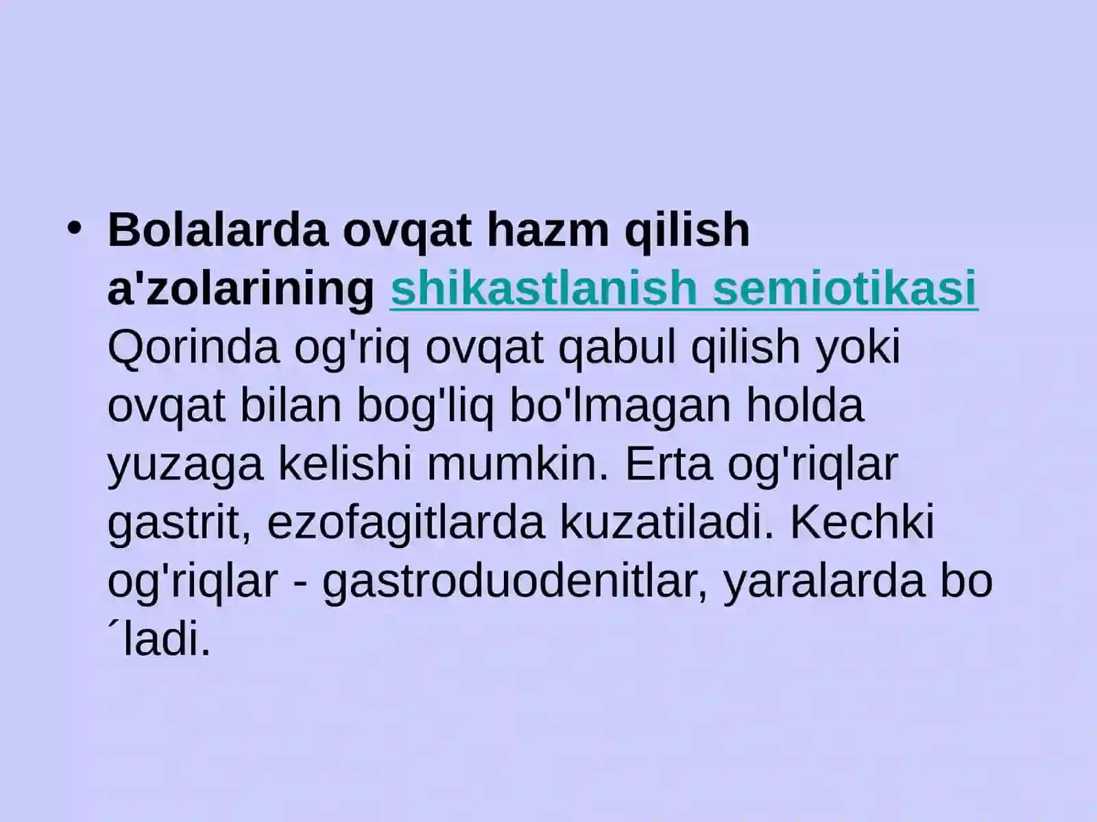 Bolalarda Oshqozon va O'n Ikki Barmoq Ichak Yara Kasalligiga 2