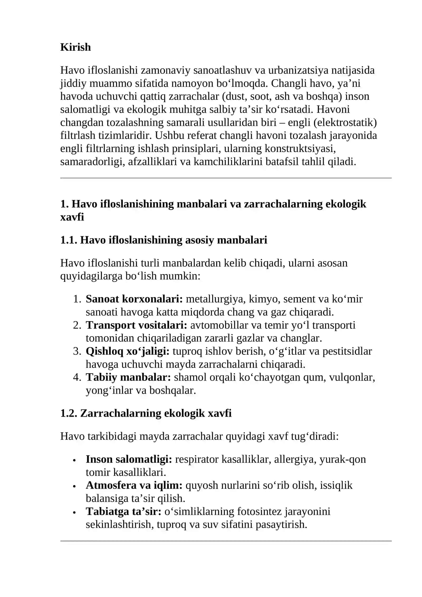 Changli havoni tozalashda engli filtrlarning ish prinsiplari 2