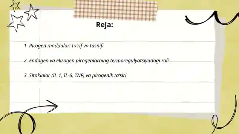 Pirogen moddalar termoregulyatsiyada ahamiyati 2