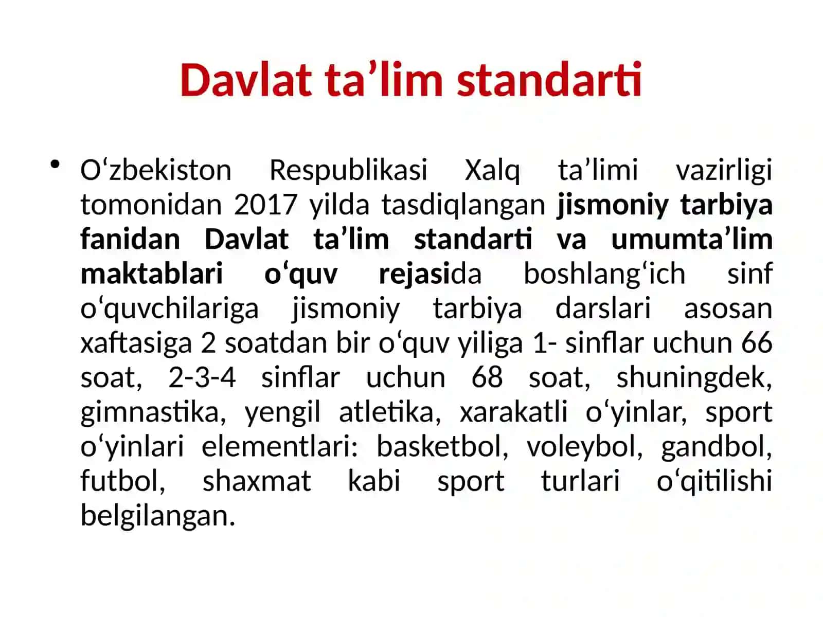 JISMONIY TARBIYA DARSIGA BOLGAN GIGIENIK TALABLAR 2