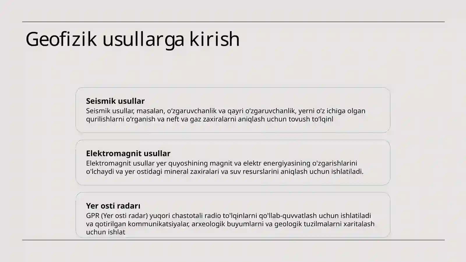 Turli geologik masalalarni yechishda geofizik usullarni komplekslash 2
