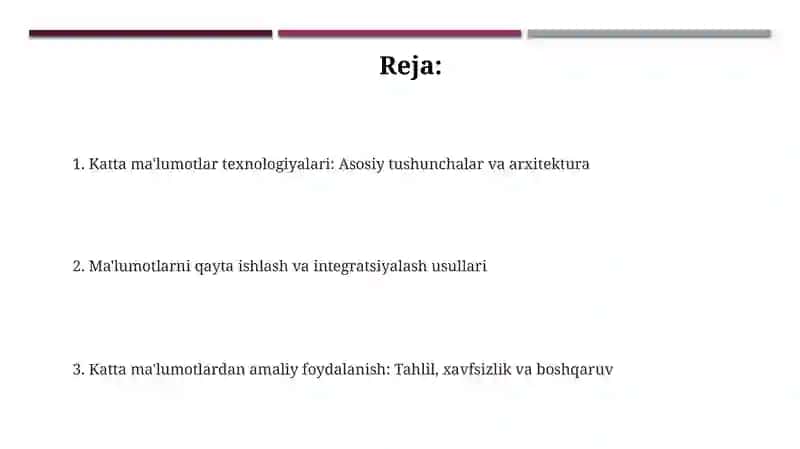 Katta ma'lumotlar texnologiyalari 2