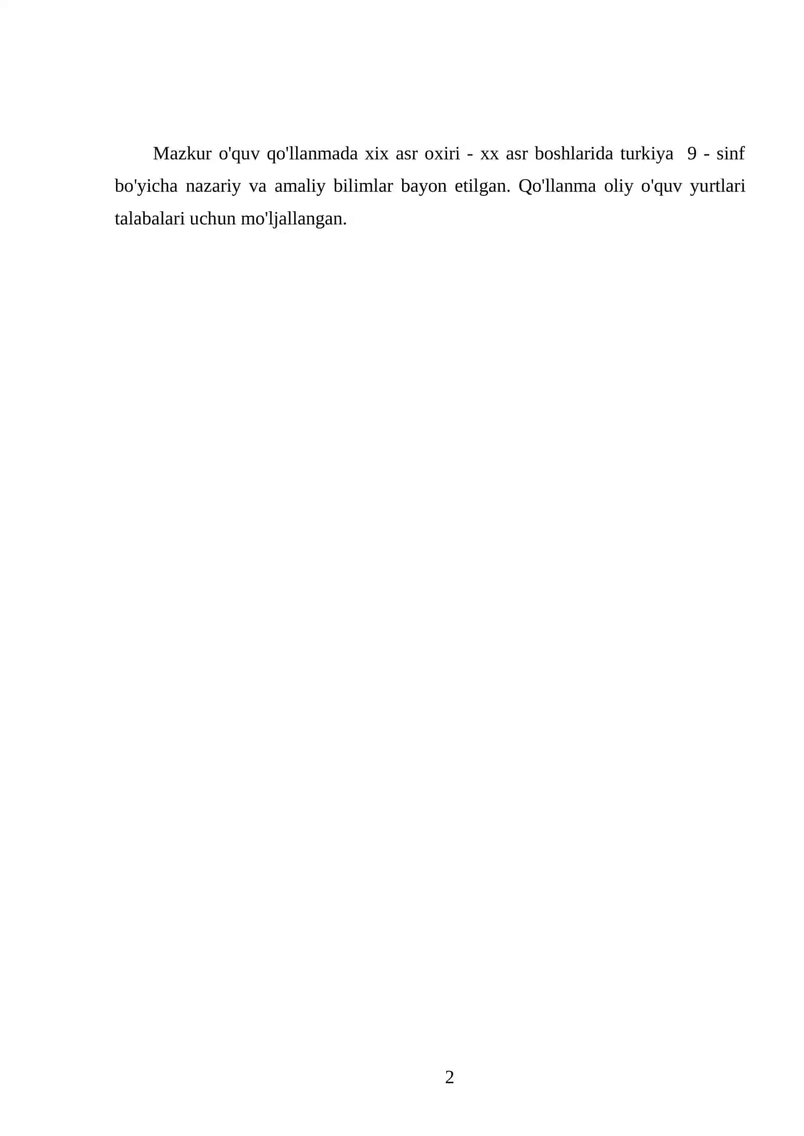 XIX ASR OXIRI - XX ASR BOSHLARIDA TURKIYA 9 - SINF 2