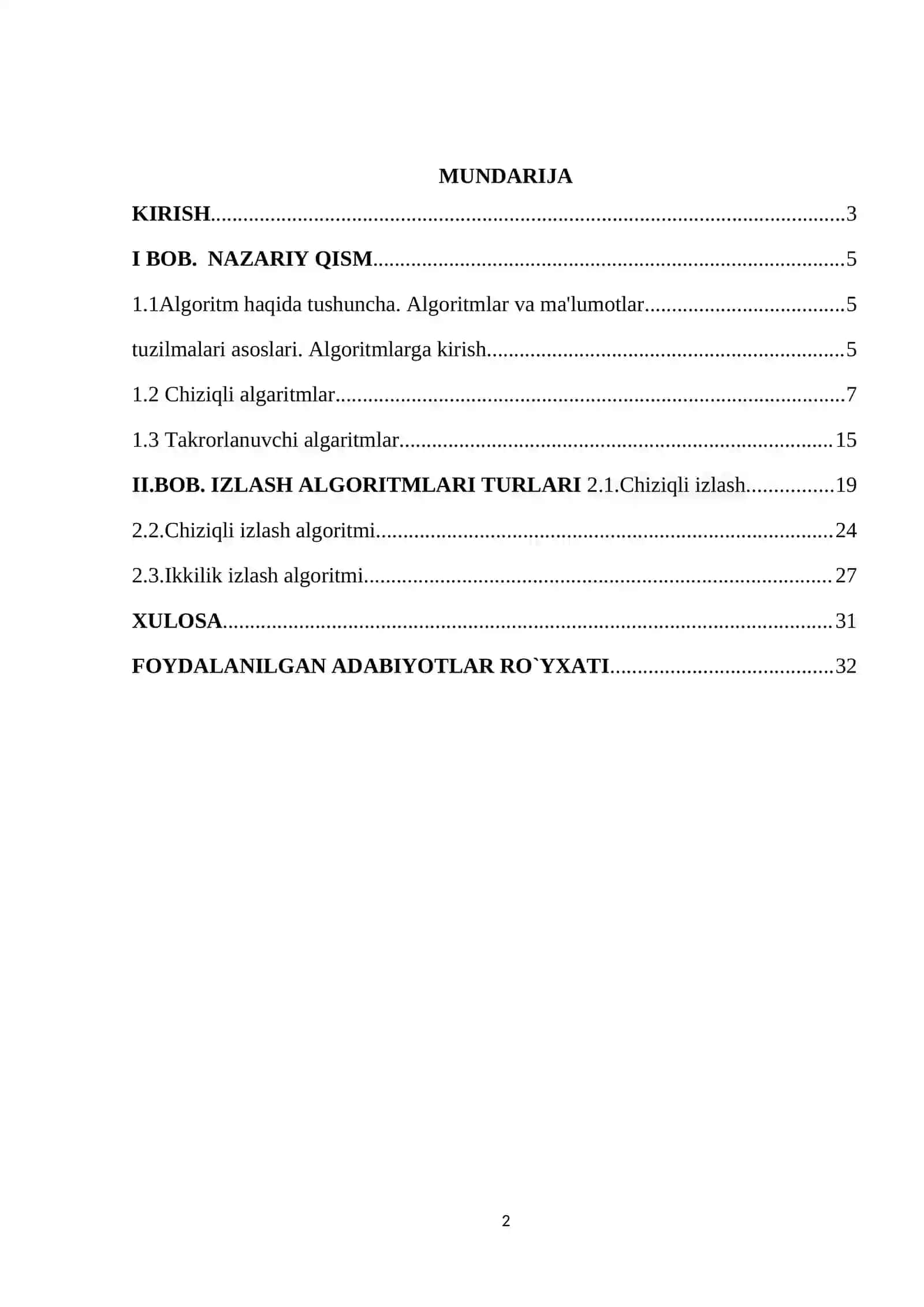 Izlash algoritmlari. kurs ishi dasturlash 2
