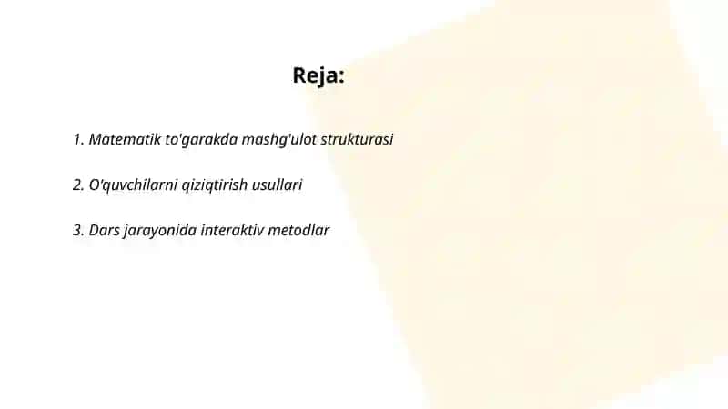Matematik to'garakni o'tkazish metodikasi 2