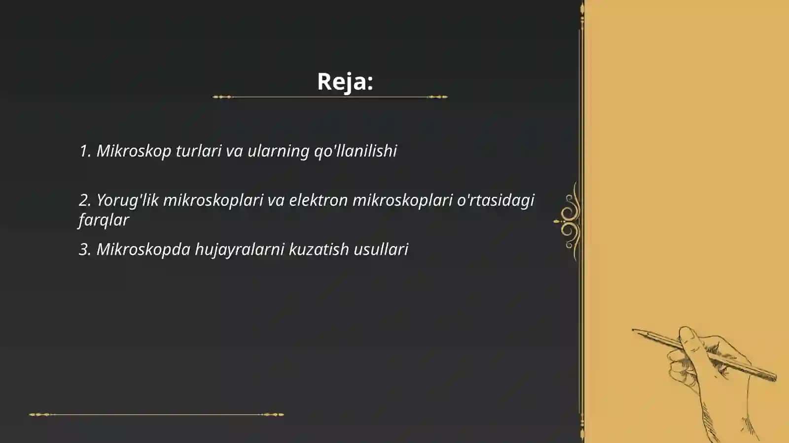 Mikroskop bilan ishlash oidasi. Viruslar. Prokariot va eukariot hujayralar 2