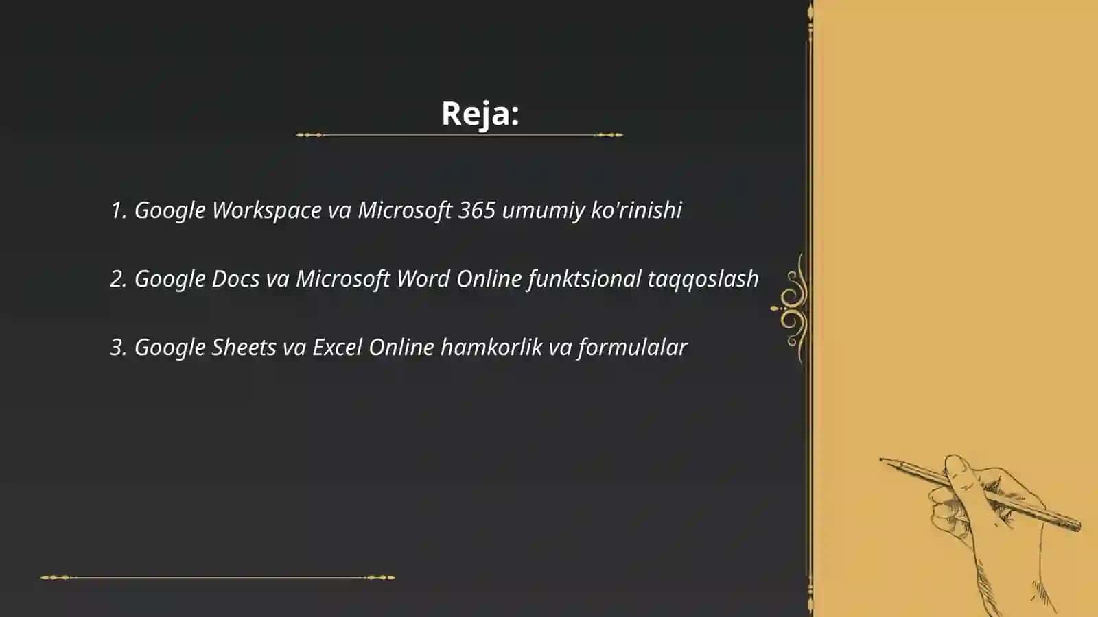 Onlayn Google va Microsoft vositalari tuzumlari 2
