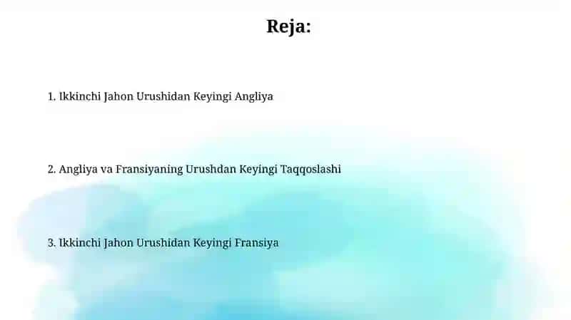 Ikkinchi Jahon Urushidan Keyingi Angliya 2