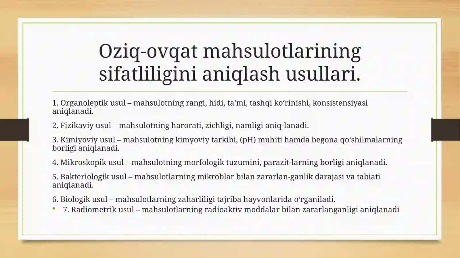 Sutning sifatliligini aniqlash. 2