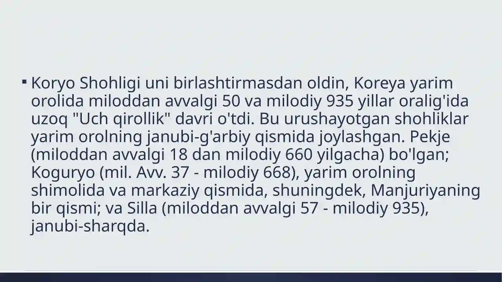 KOREYA TARIXI: KORYO QIROLLIGI 2