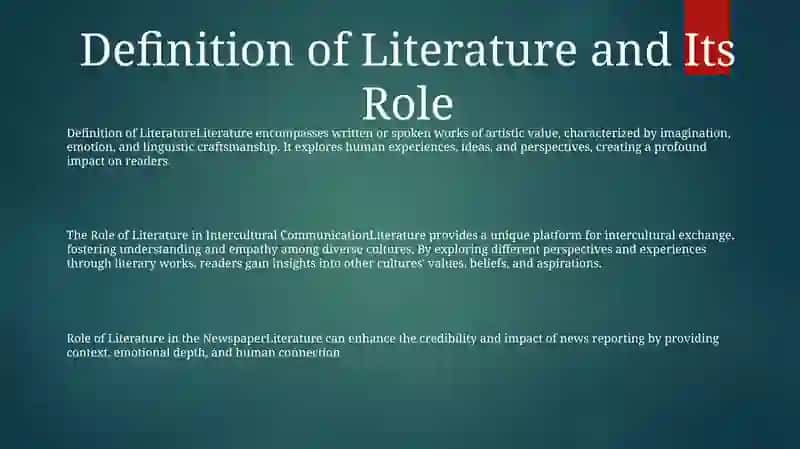The Role Of Liturature In The Newspaper Of Intercultural Communication 2