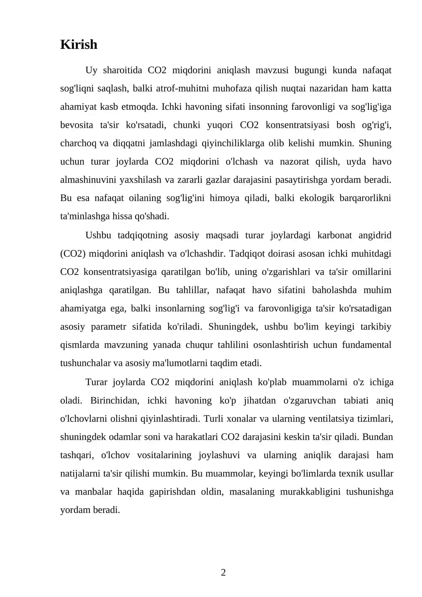 CO2 miqdorini aniqlash 2