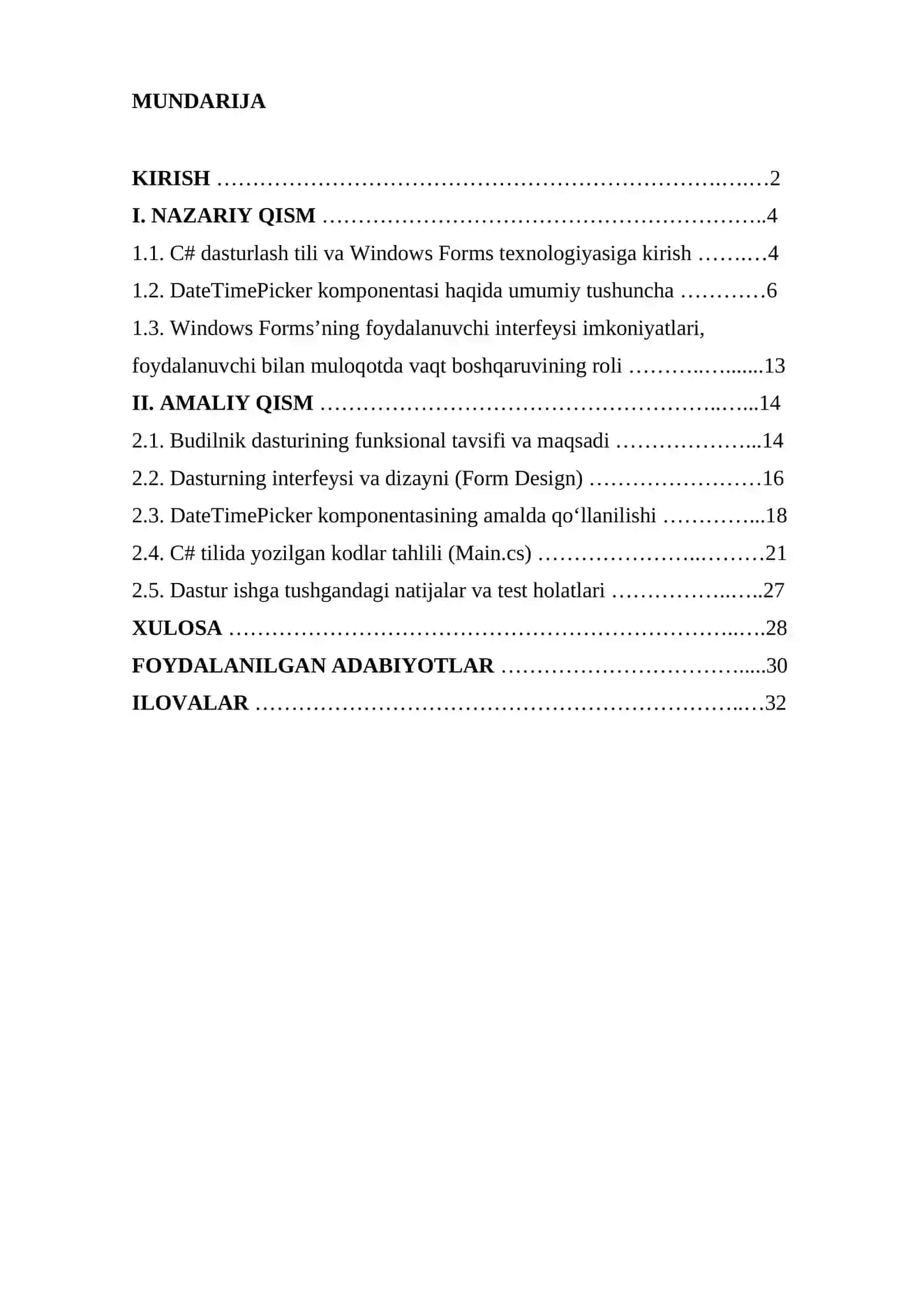 DataTimePicker komponentasi yordamida dastur yaratish 2
