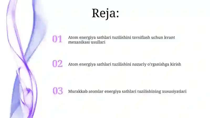 Atom energetik sathlarini tuzilishini nazariy jihatdan oʻrganish 2