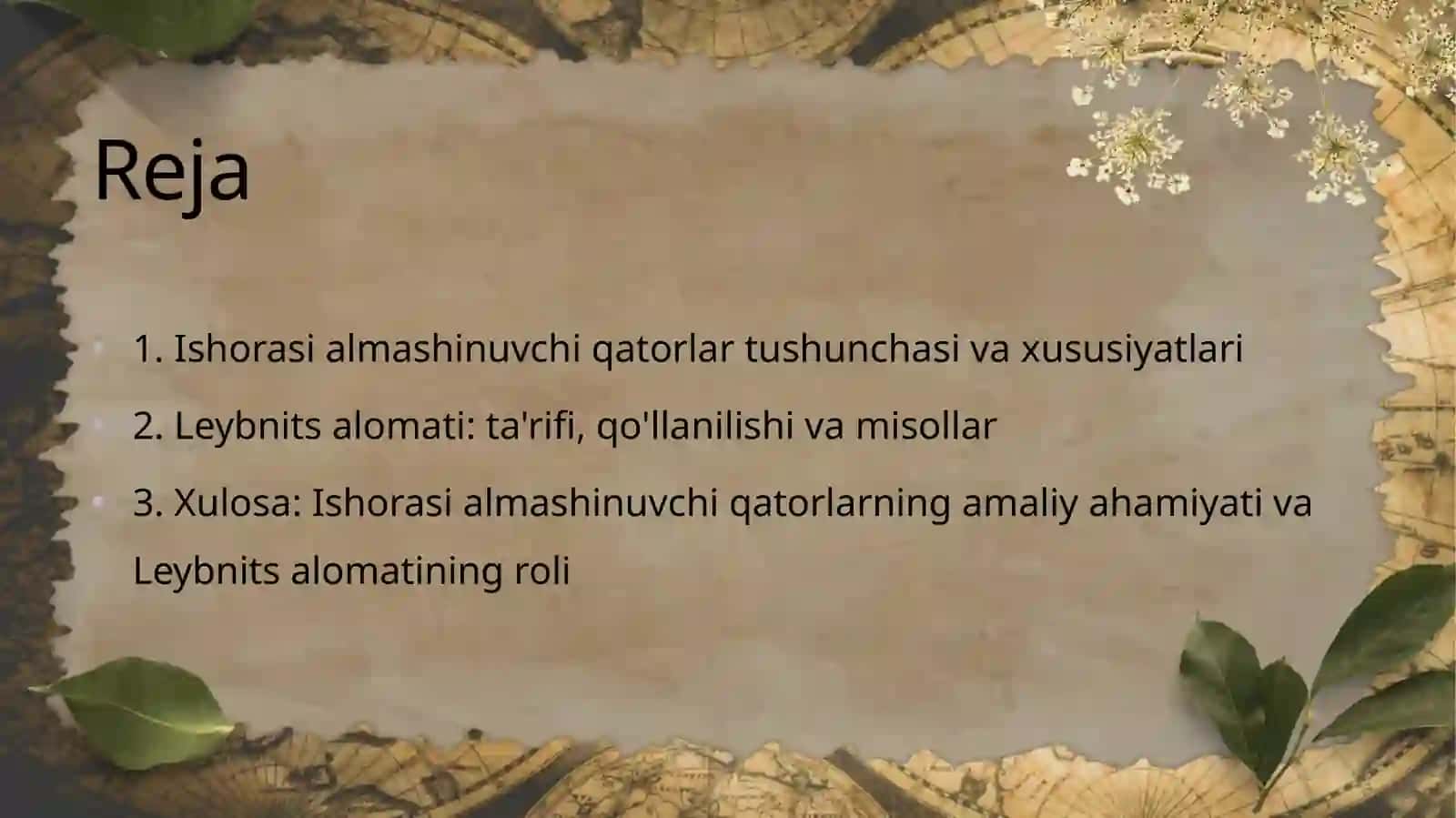 Ishorasi almashinuvchi qatorlar. Leybnits alomati 2