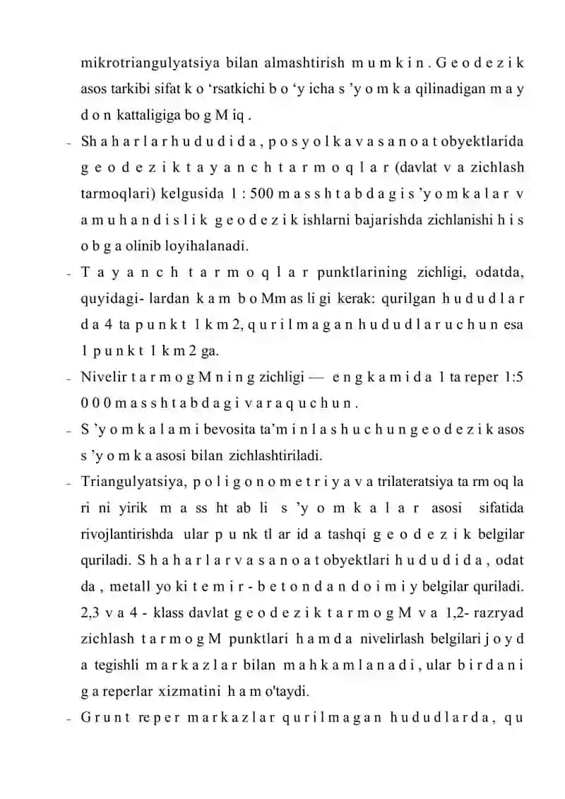 Yirik masshtabli s’yomkalarning geodezik asoslari 2