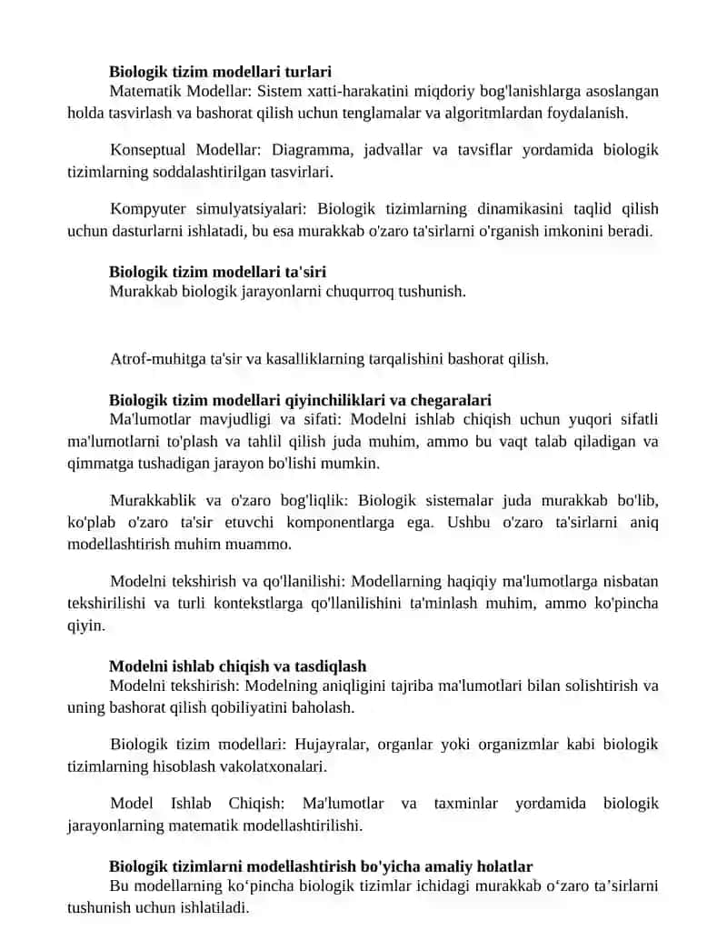 Biologik tizim modellari 2