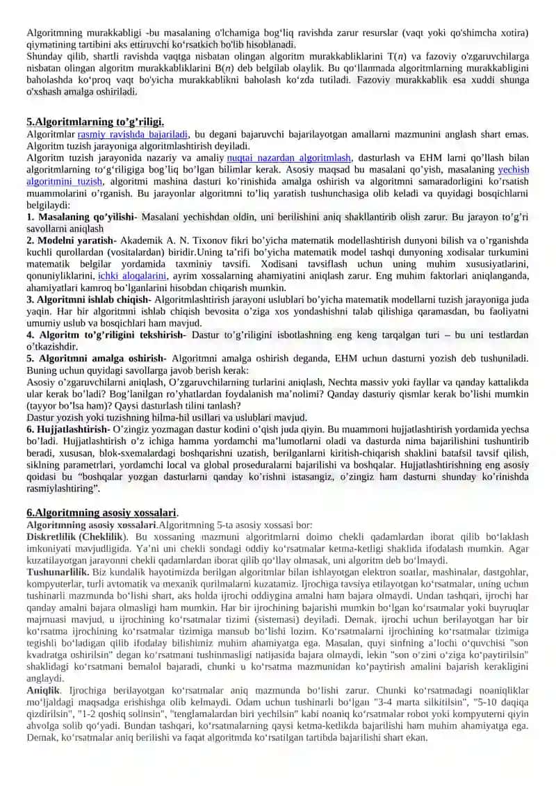 Algoritm tushunchasini shakllantirish 2