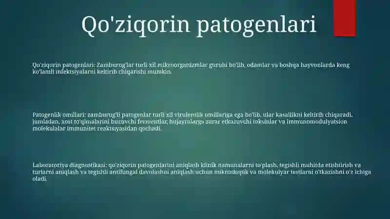ZamburugʻLi Kasalliklarning QoʻZgʻAtuvchilari,Patogenezi, Labaratoriya Tashhisi 2