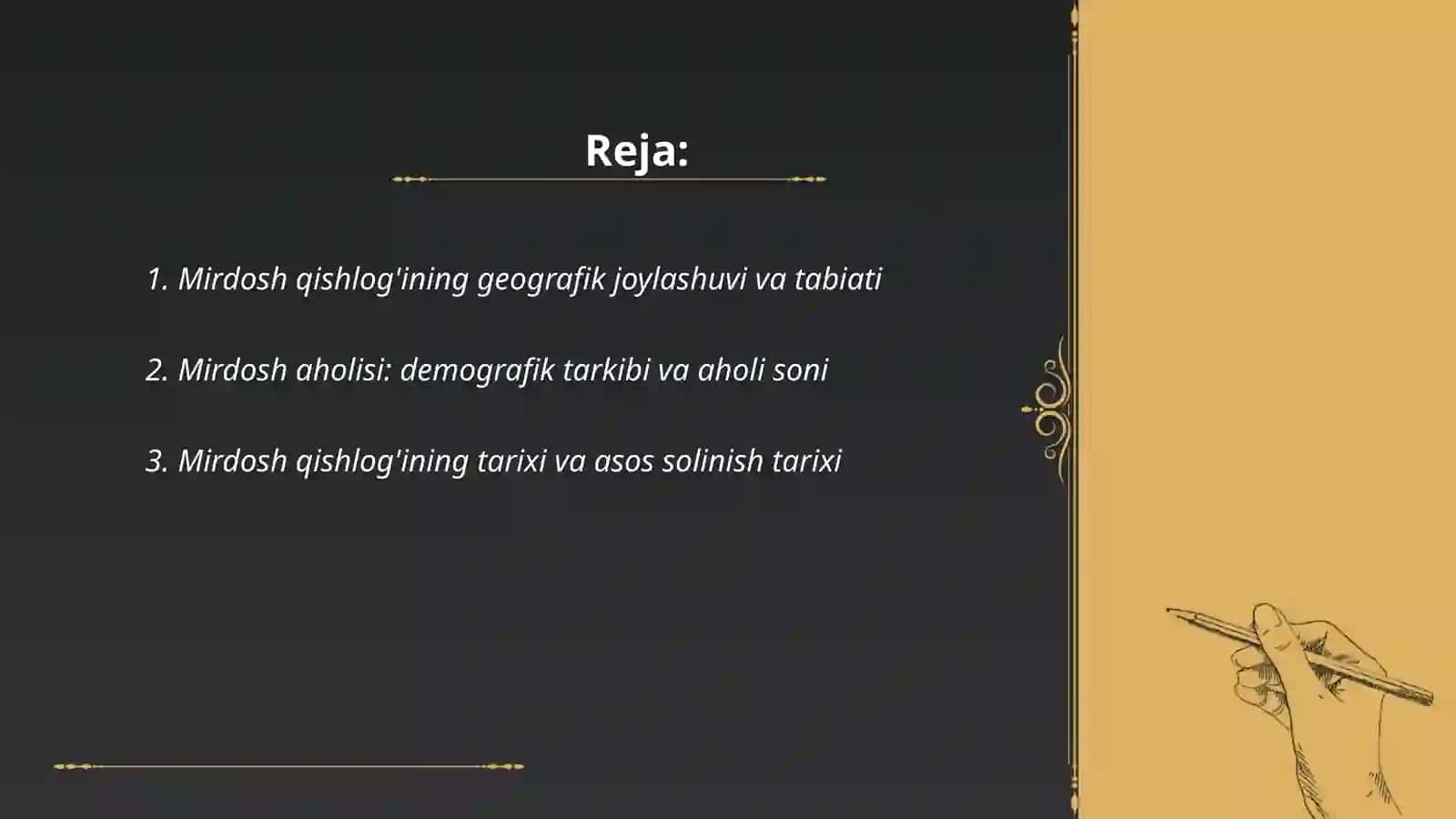 Mirdosh qishlog'ining geografik joylashuvi va tabiati 2