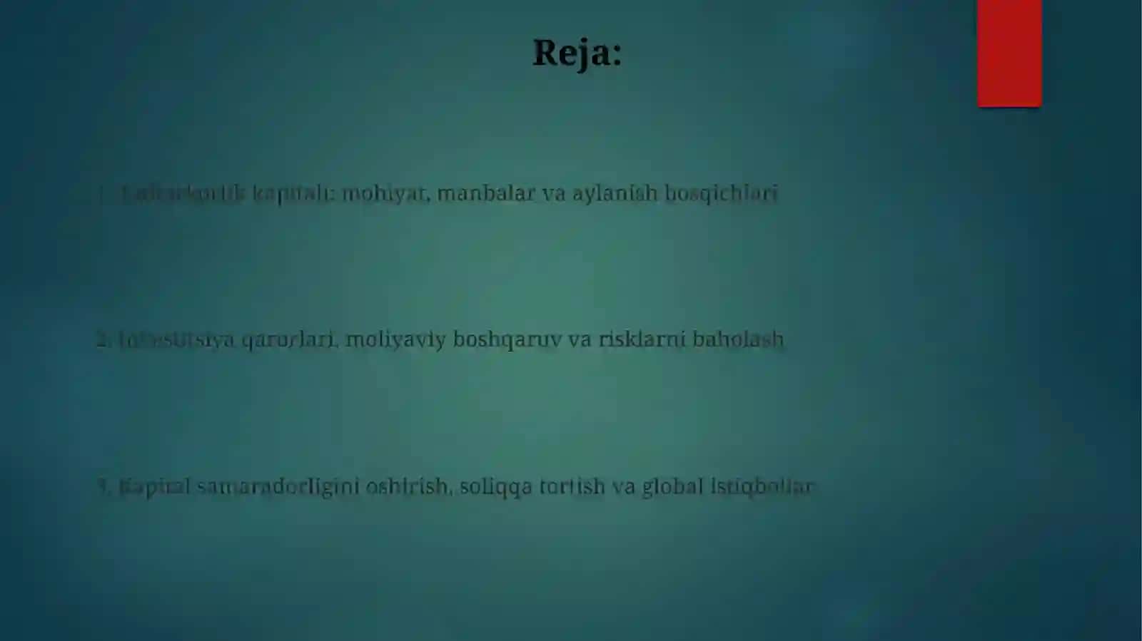Tadbirkorlik kapitali va uning aylanishi 2