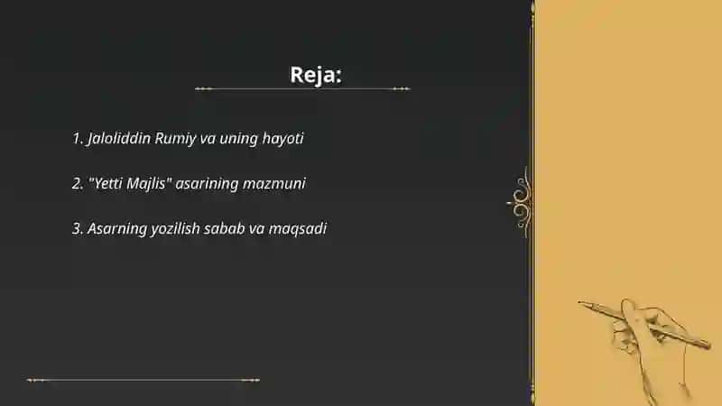 Jaloliddin Rumiyning yetti majlisi 2