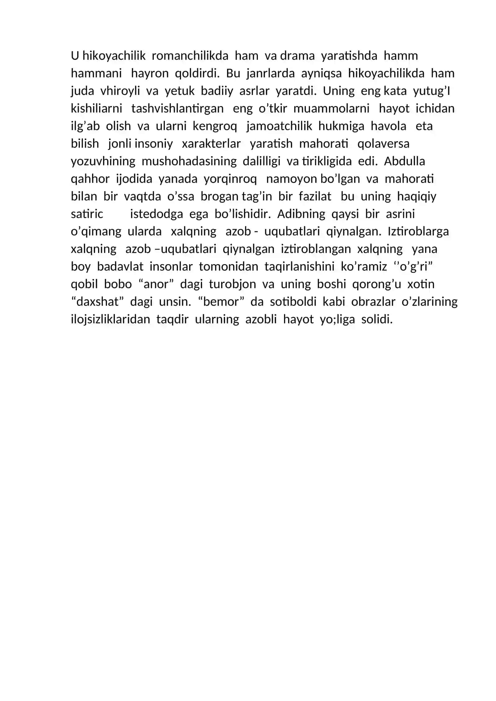 Abdulla qahhor hikoyalari uslubi “bemor” “o’g’ri” 2