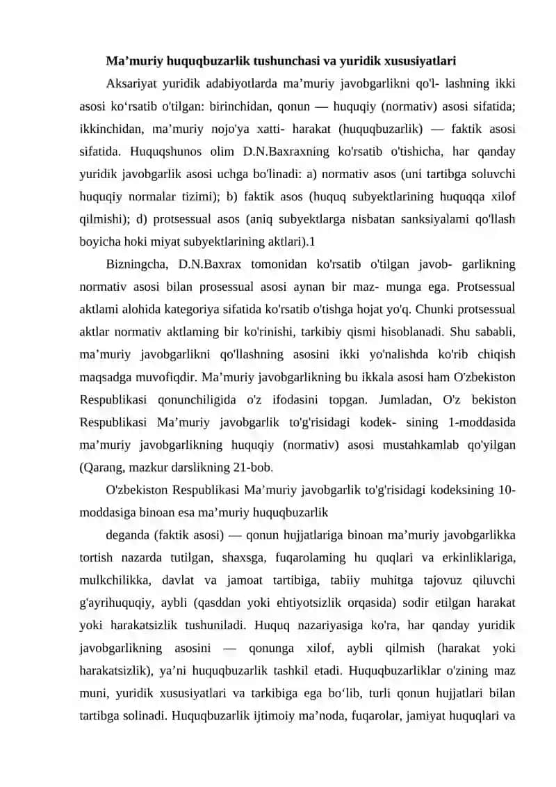 Ma’muriy huquqbuzarlik tushunchasi va xususiyatlari 2
