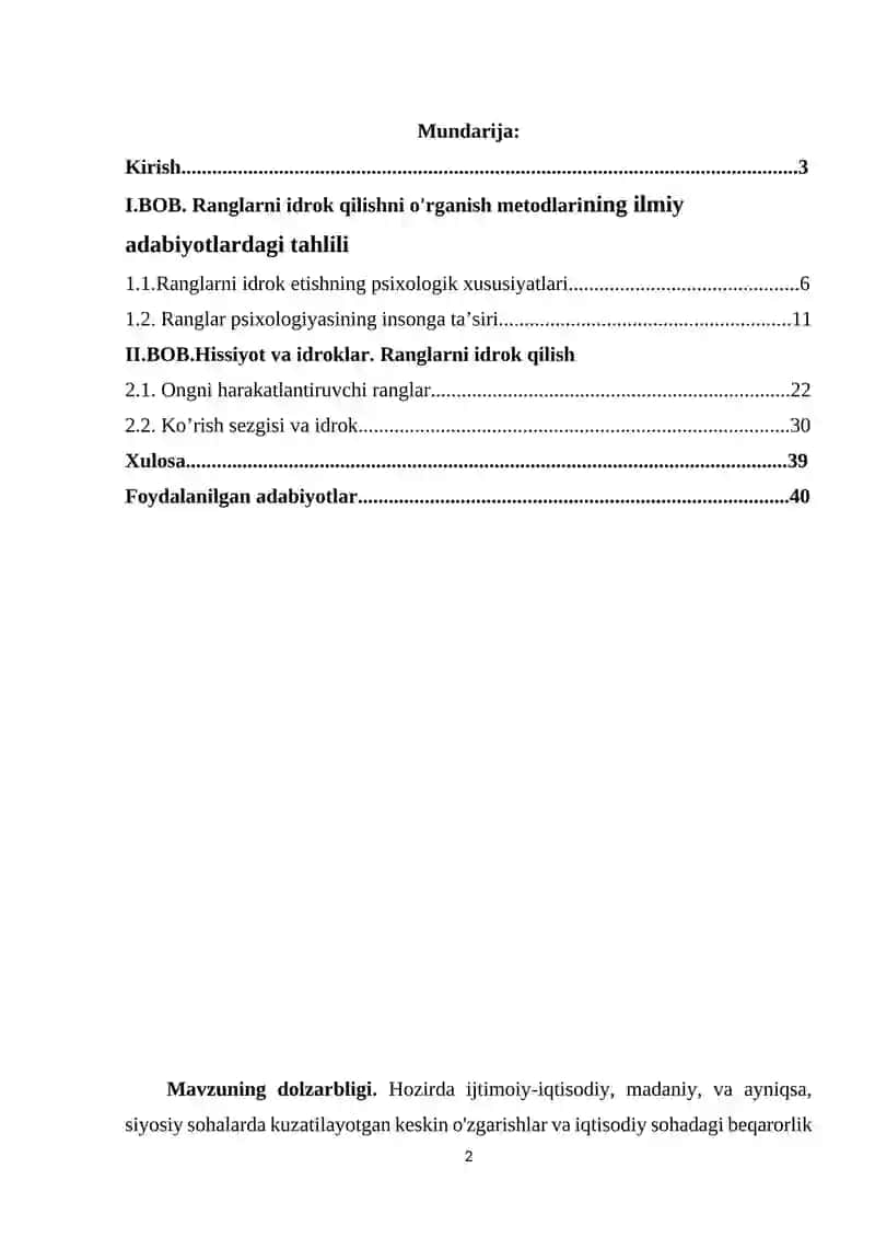 Ranglarni idrok qilishni o'rganish metodlari. 2