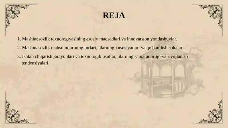 Mashinasozlik texnologiyasining maqsadi va vazifalari.mashinasozlik mahsulotlari turlari ishlab chiqarish va texnologik jarayonlar 2