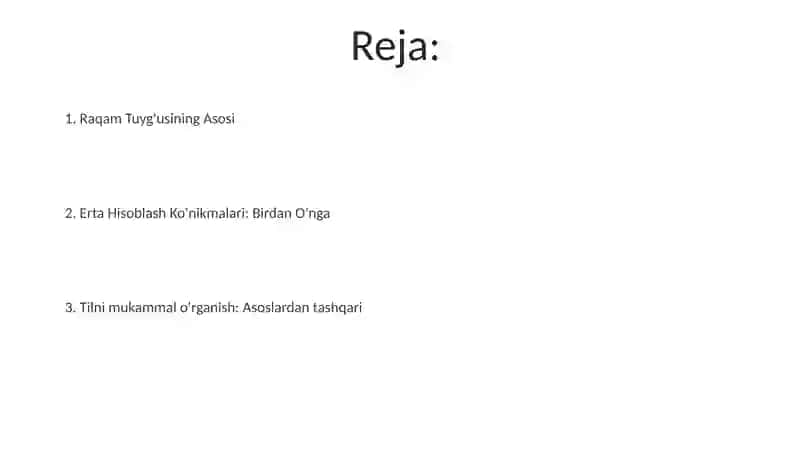 Nomerlashga o'rgatishga tayyorgarlik 2