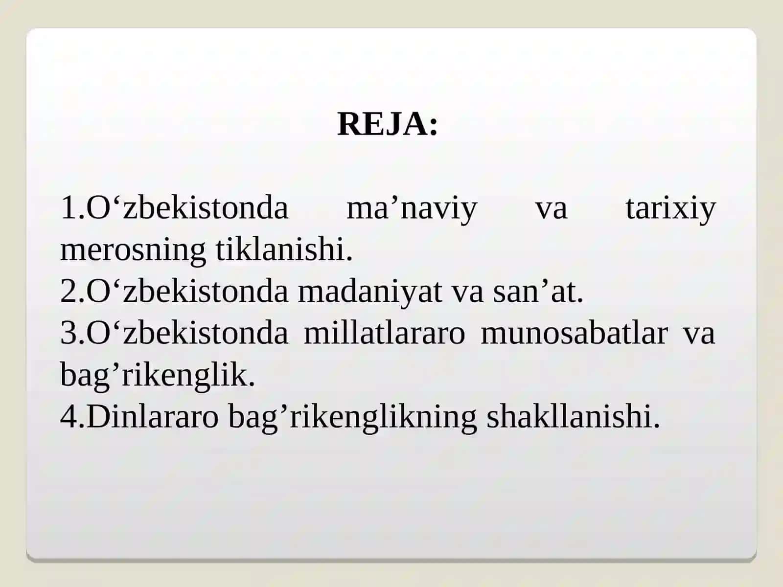 MUSTAQILLIK YILLARIDA O’ZBEKISTONDA MA’NAVIY VA MADANIY TARAQQIYOT 2